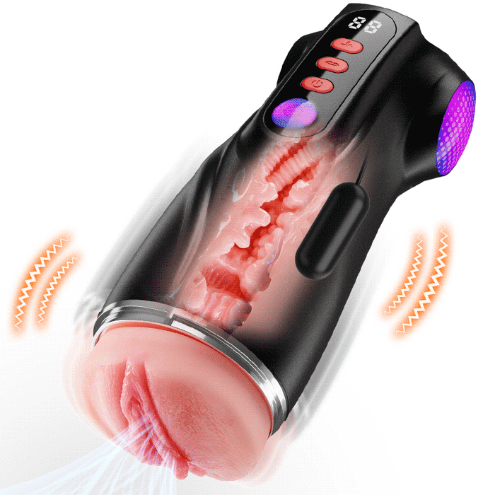 【Blitzangebot: 30 % RABATT】Daphne - 3 Hüllen Taschenmuschi Penis-Pumpe mit 9 Saug- & 9 Vibrationsmodi für männliche Masturbatoren