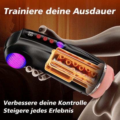 【Blitzangebot: 30 % RABATT】Daphne - 3 Hüllen Taschenmuschi Penis-Pumpe mit 9 Saug- & 9 Vibrationsmodi für männliche Masturbatoren