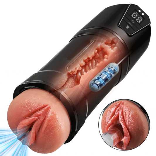 Challenger - 10 Vibrationen, 5 Saugungen, Ultra-Realistische Vagina, Simulierter Masturbator