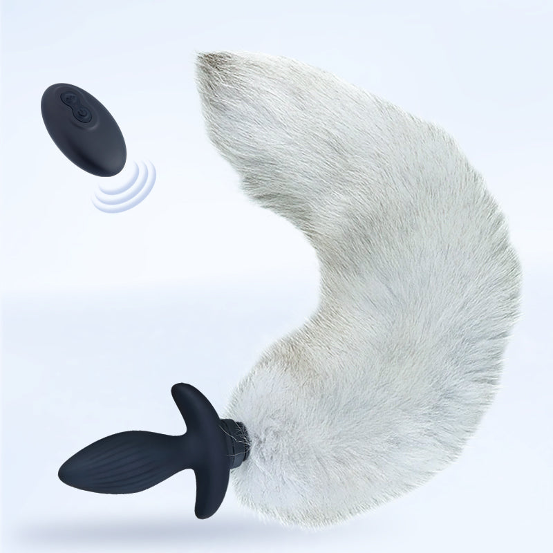 10 vibrierende Anal Plug Simulation Blauer Fuchs Wagging Tail