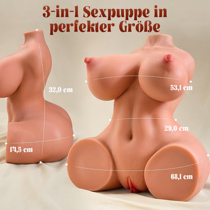 Daniela - Realistischer Latina Torso mit Po – Valentina Morena Weiches Latex Brust- & Hüftdesign