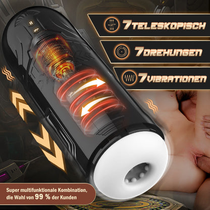 Asia 7 Teleskop-Rotations-Vibrations-Masturbator Cup für Männer