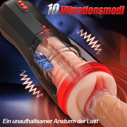 【Everted Fleshy Labia】 5-in-1 Multifunktionaler Masturbator 5 Stoßen Saugen, 10 Vibrations und Transparenten, Abnehmba