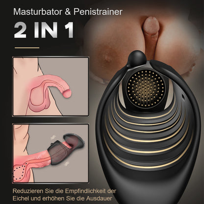 ACMEJOY Automatisch verstellbare Schnalle 10 Vibrationsmodi Masturbationsbecher