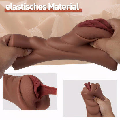 Lebensechte Taschenmuschi, weiches und haltbares Material, realistisch strukturierte Vagina und enger Anus, 2-in-1-Löcher