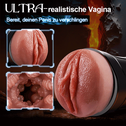 Challenger - 10 Vibrationen, 5 Saugungen, Ultra-Realistische Vagina, Simulierter Masturbator