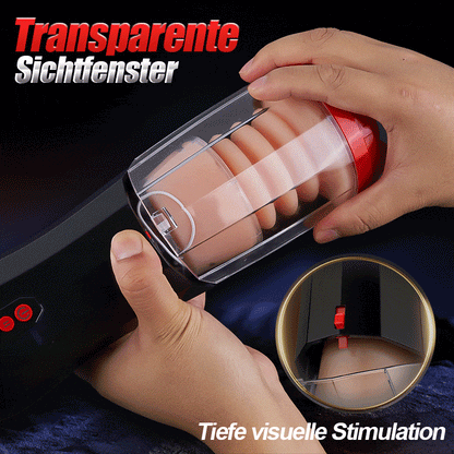 【Everted Fleshy Labia】 5-in-1 Multifunktionaler Masturbator 5 Stoßen Saugen, 10 Vibrations und Transparenten, Abnehmba