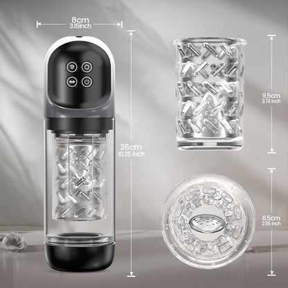 7 Saugen Dual-Temperatur SPA Boner Enlarger 7 Rotierende 360° Massage Masturbator