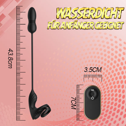 Acmejoy - 9 Thrusting & Vibrating Prostate Massager with Dual Cocking Rings Testicular Stimulator