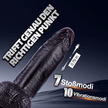 Kronos - 8,27'' Dicker schwarzer Stoß-Dildo mit Heizfunktion und intensiver Fülle für tiefes Dehnungsgefühl