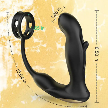Hohler flatternder vibrierender Prostatamassager aus Silikon mit Penisring