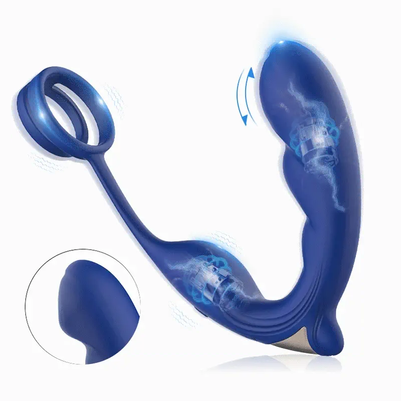 Blue Wing 9 Vibrierendes Prostata-Massagegerät doppelter Penisring