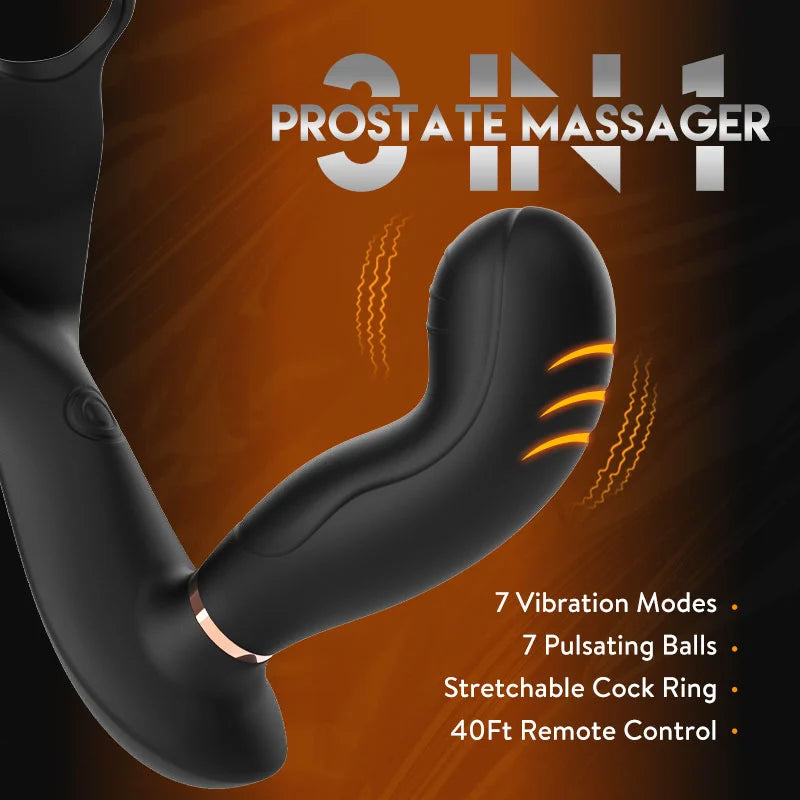Wild Wind 7 vibrierende 7 pulsierende Bälle, die Prostata-Anal-Massagegerät Erheitzung