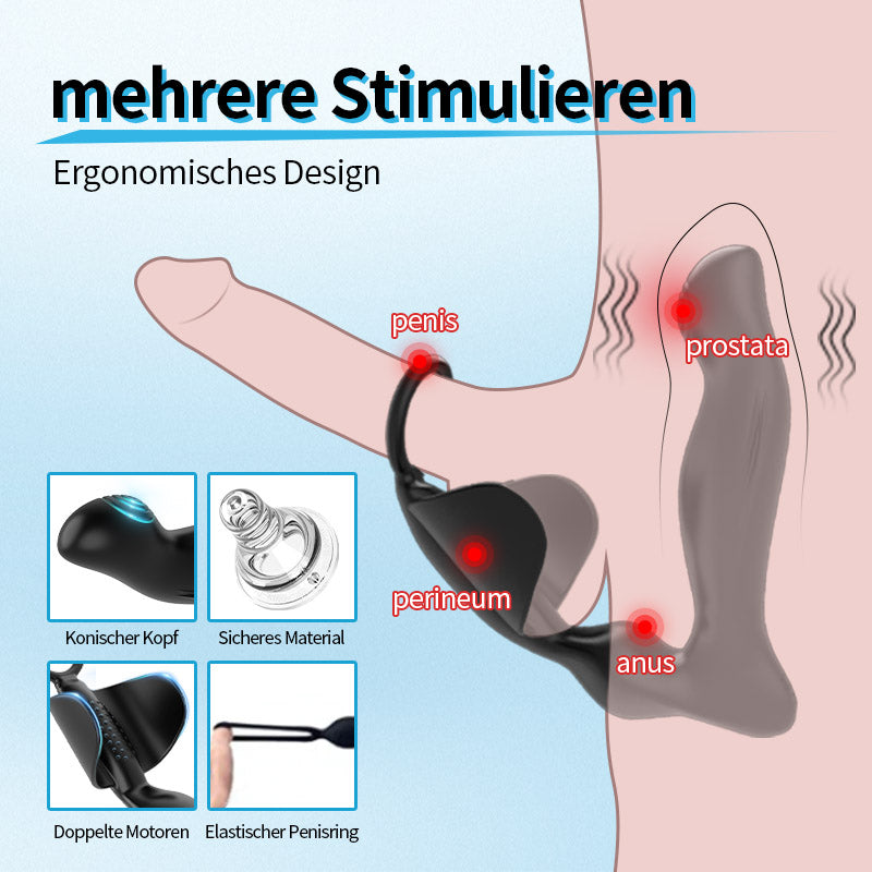 【Heizung】Hoden 10 Vibrieren Prostata-Vibrator mit Penisring Joker