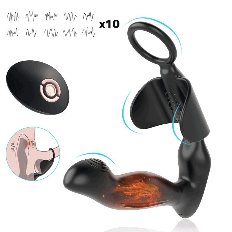 【Heizung】Hoden 10 Vibrieren Prostata-Vibrator mit Penisring Joker